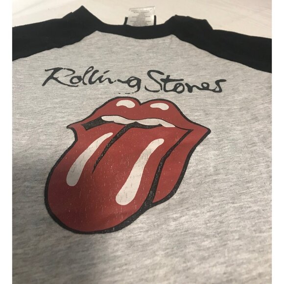 Rolling Stones T Shirt Kids Raglan Size 5T Black Grey Cotton Polyester Mick Jagg - Picture 2 of 6